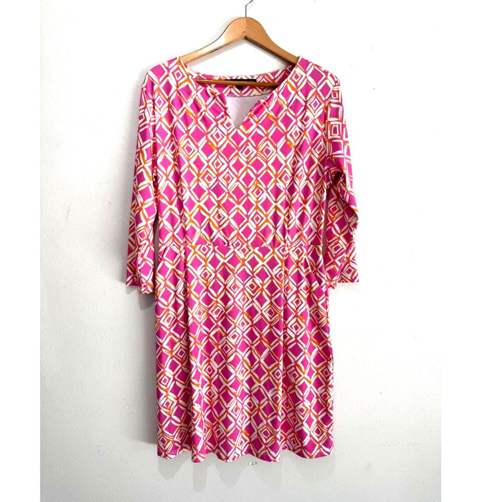 Barbara Erickson midi dress summer comfort casual vacation resort pink women XL